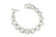 Sterling silver and 18ct gold riveted maille link bracelet