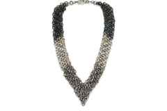 Steel and silver riveted maille neckpiece
